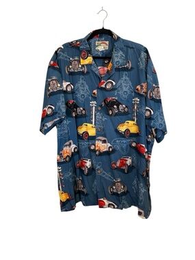 Paradise Found Vintage Campy Hot Rod Hawaiian Shirt sz 2XL